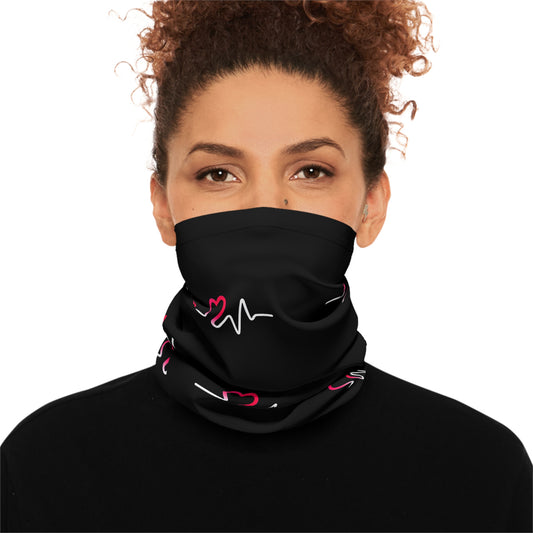 Heart Beat Pattern Lightweight Neck Gaiter, Face Cover